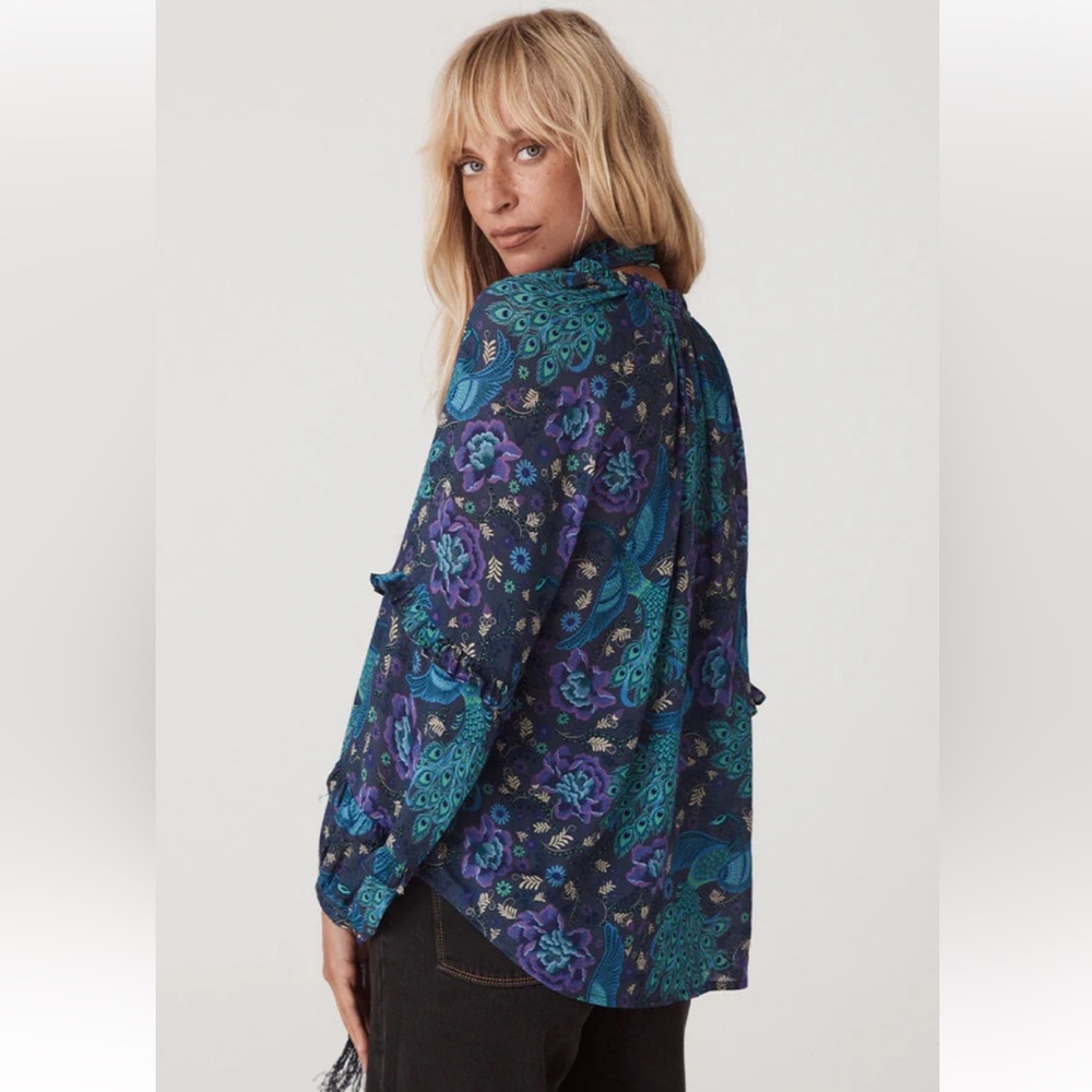 Spell | Bohème Ruffle Blouse in Baltic | Sz Medium - Picture 4 of 12